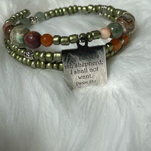 HANDMADE beaded wrap bracelet/gift for her/memory‎ wire bracelet/ charm bracelet